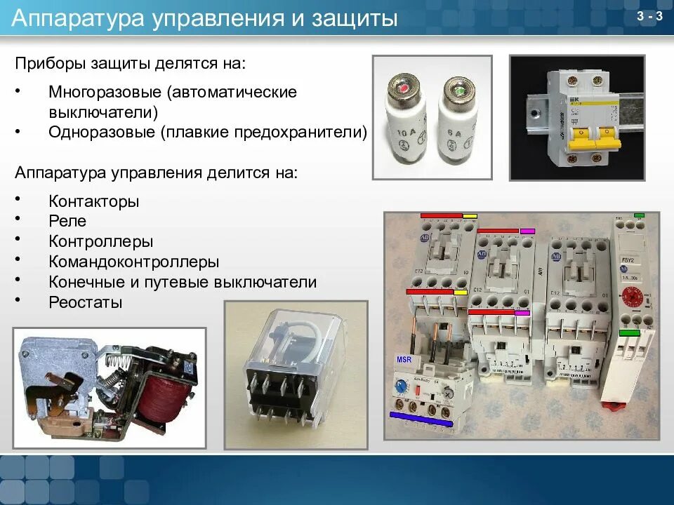 Конструкция аппаратов защиты электрооборудования. Классификация реле электрических аппаратов Назначение. Аппараты защиты плавкие предохранители. Аппаратура управления и защиты электроустановок. Пример автоматики