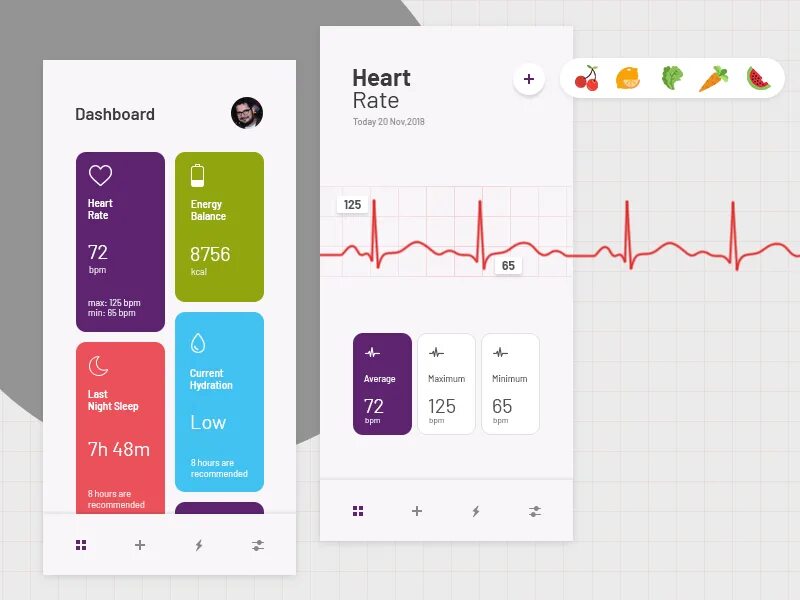 Heart tracker. Фитнес трекер дизайн приложения. картинки прототипов фитнес трекера приложения. tracker best цвета. fitness tracker table ui.