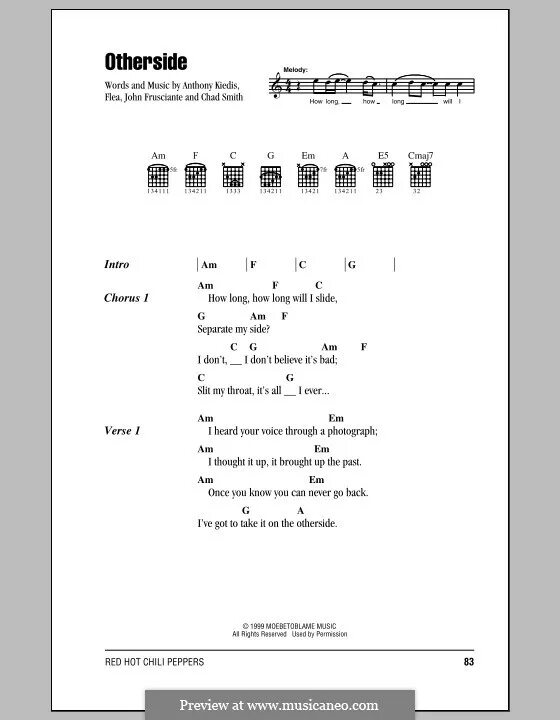 Red hot peppers аккорды. Ред хот Чили Пепперс табы. Otherside аккорды. RHCP Otherside аккорды. RHCP Otherside табы.