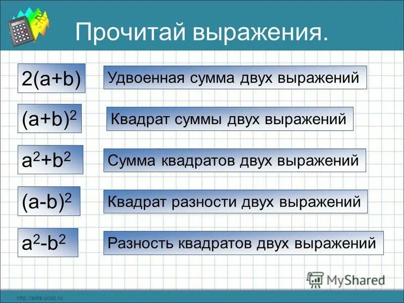 Удвоенное произведение разности квадратов. Сумма квадратов формула а2+в2.