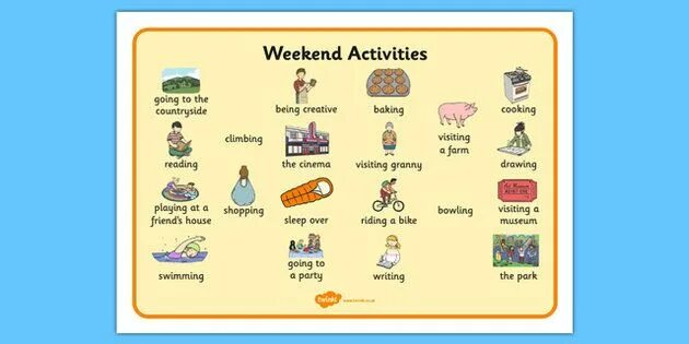 Weekend activities. Activities my weekend план. Weekends тема английский язык. Activities at the weekend.