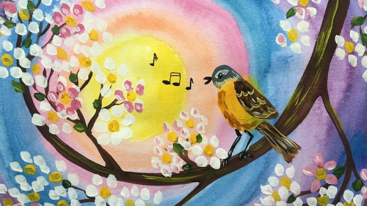 Птички класс. Рисование весенних птиц. Весенние птицы гуашью. Весенняя птичка гуашью. Весна птицы гуашью.