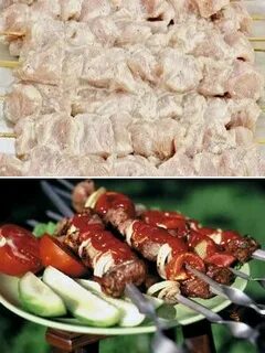 Шашлык с чесноком и луком