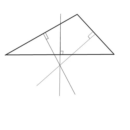 Серединные перпендикуляры в тупоугольном треугольнике
