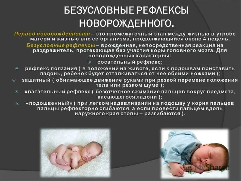 Врожденные рефлексы новорожденных