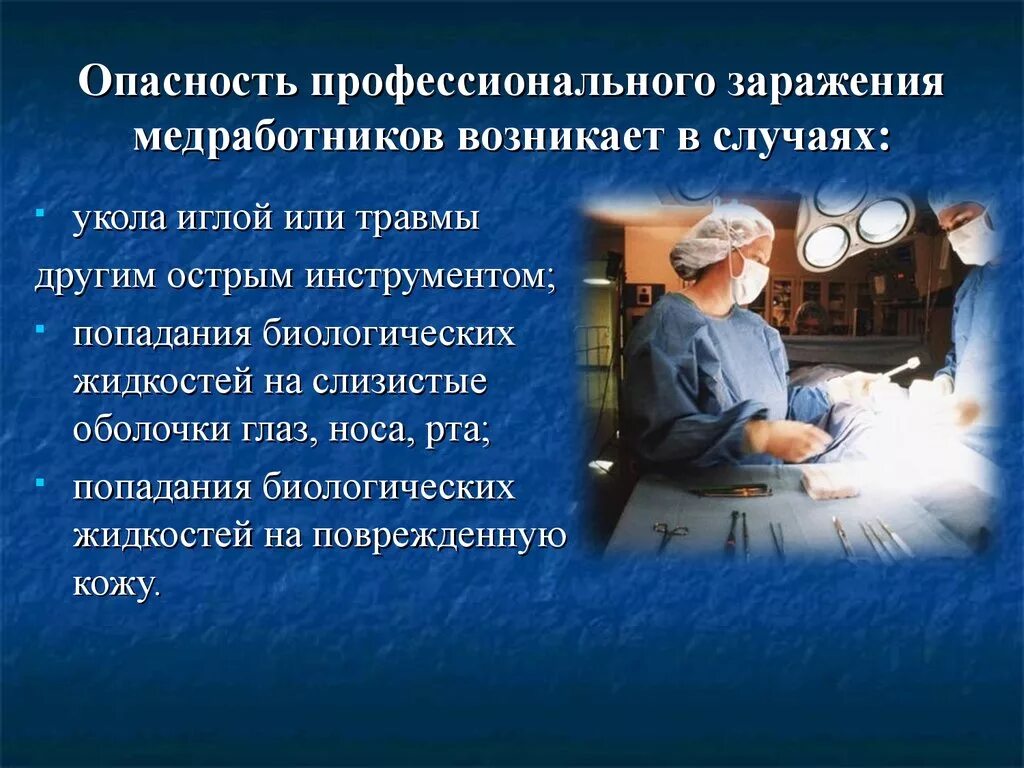 Риск инфицирования медицинского работника