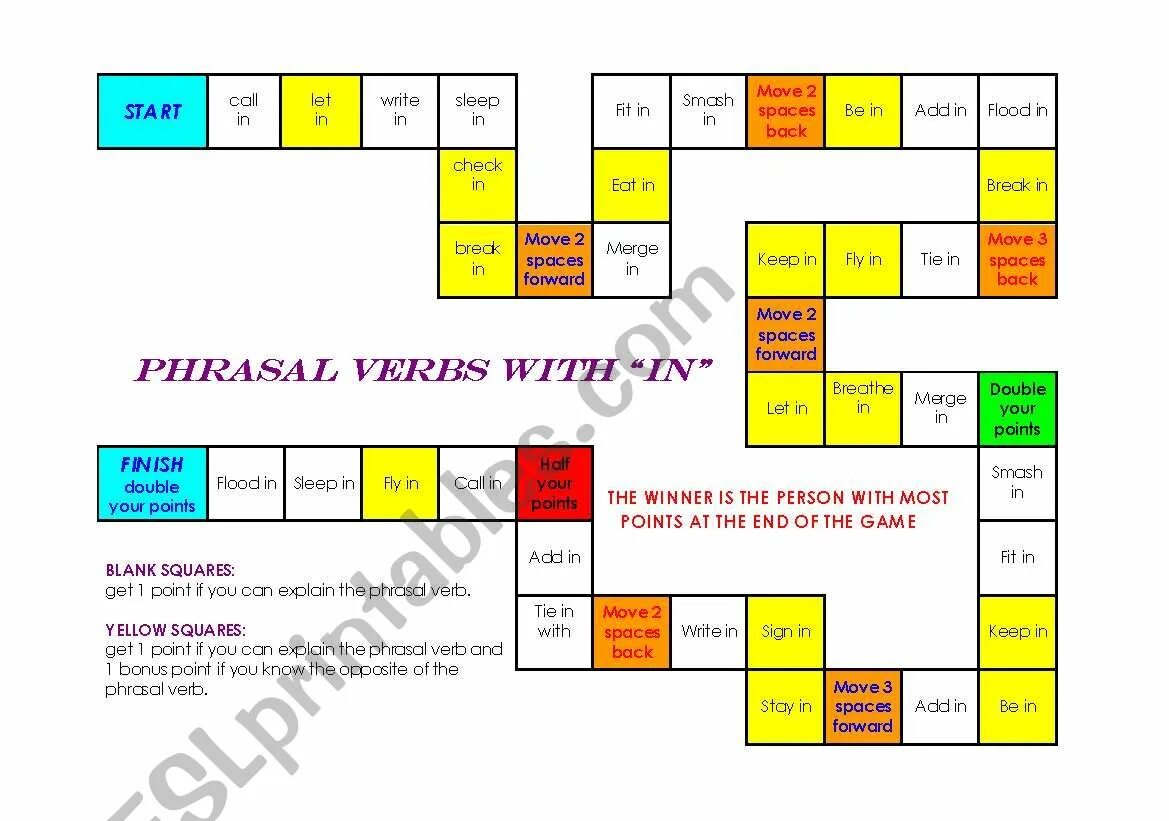 Phrasal verbs Board game. Verbs Board game.