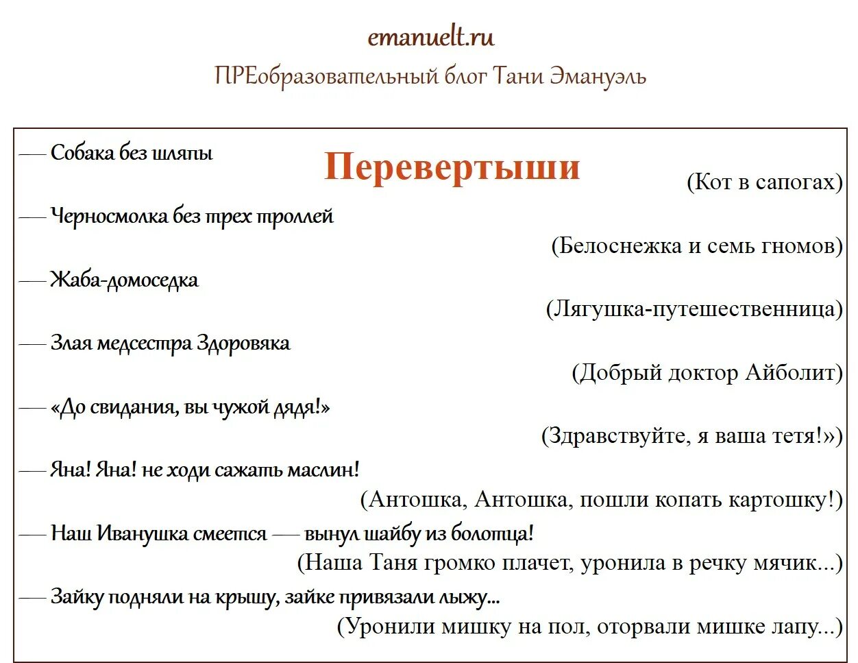 пословицы наоборот.