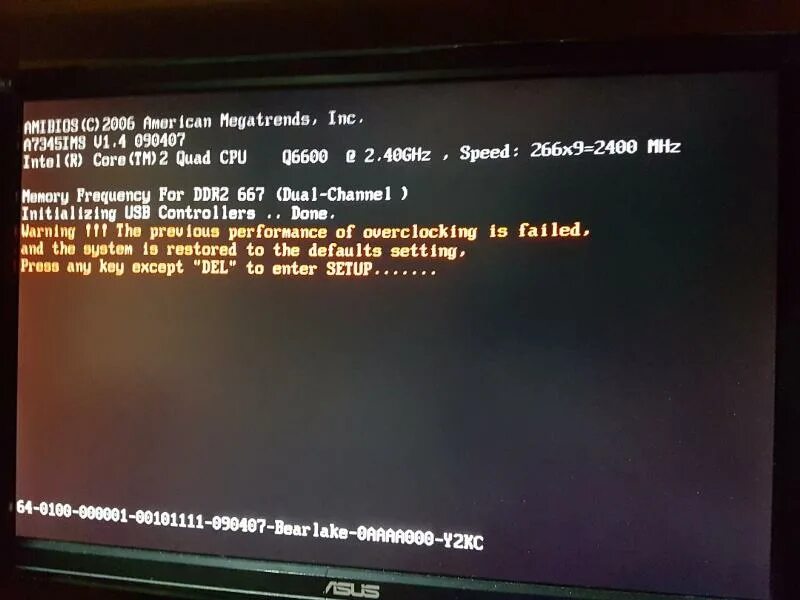 Красный треугольник при включении ПК. Overclocking failed please enter Setup. Initializing USB Controllers зависает при включении.