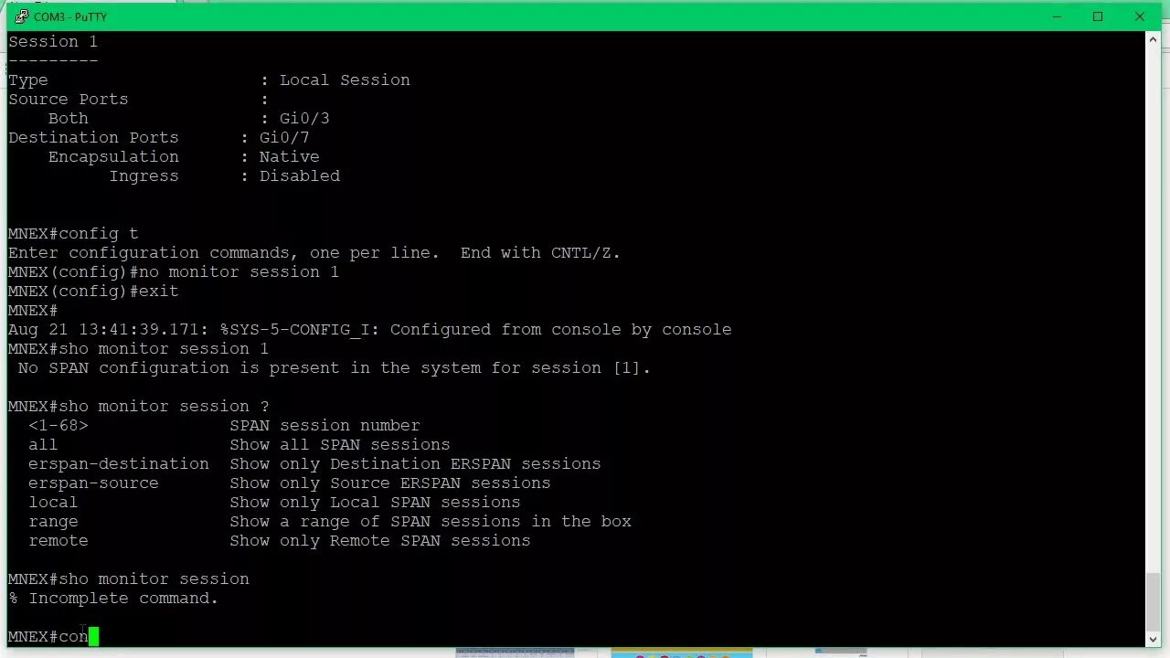 Incomplete command