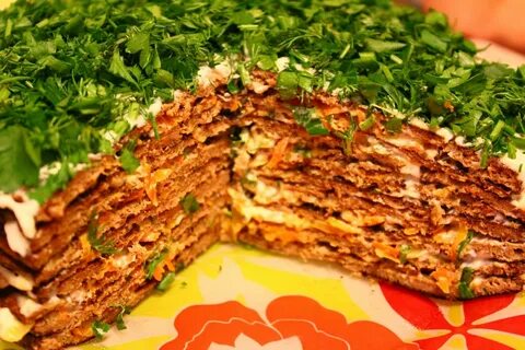 Пирог из печени слоями