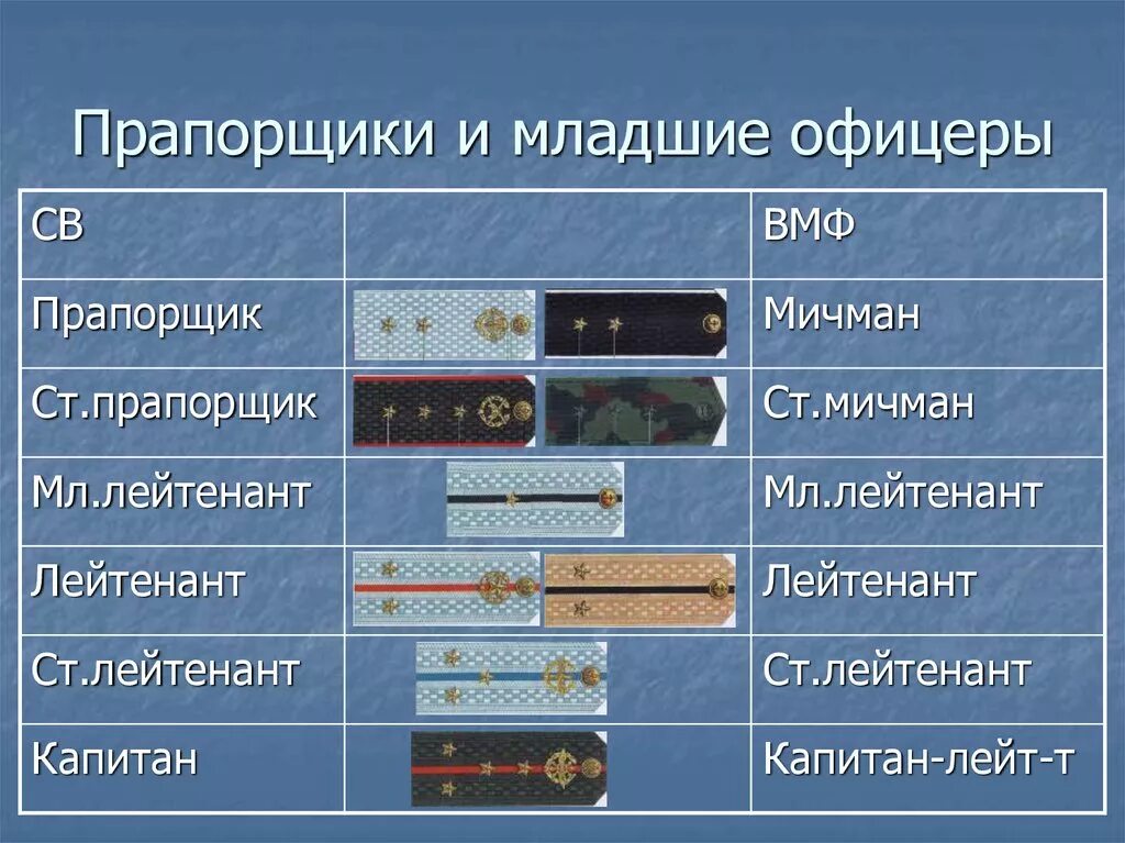 Какому воинскому званию военно морского флота соответствует. Воинские звания прапорщиков и младших офицеров. Прапорщики и младшие офицеры погоны. Погоны младших офицеров и мичманов. Прапорщики и младшие офицеры ВМФ св погоны.