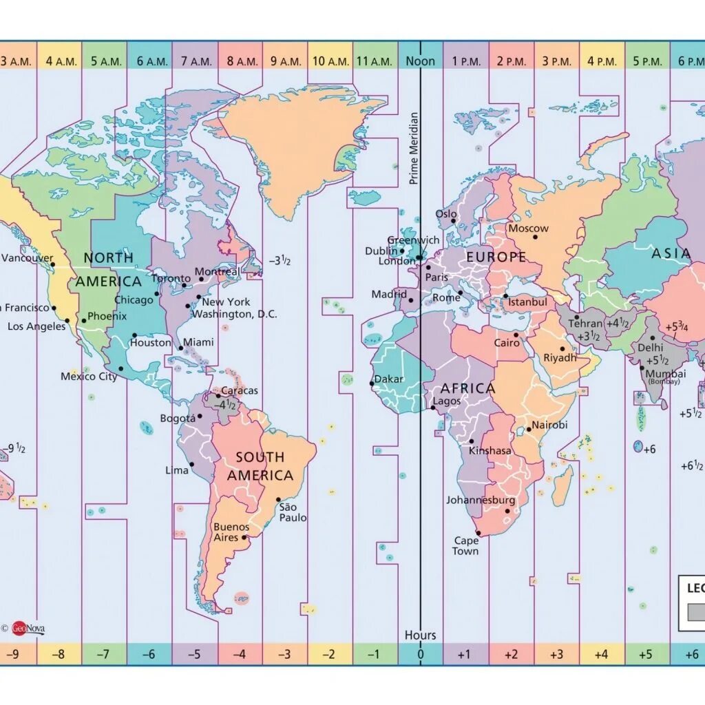 Часовые пояса. Карта часовых поясов. Таблица часовых поясов.
