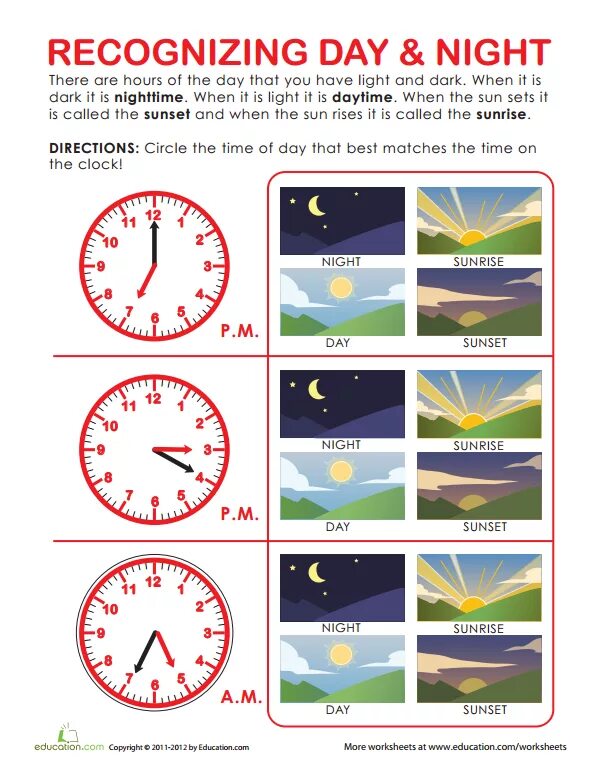 Different times of day