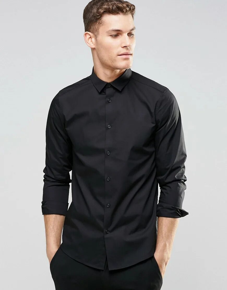 Черная рубашка. Рубашка ASOS мужская котон. Мужчина в черной рубашке. Мужчина в чёрной руюашке.