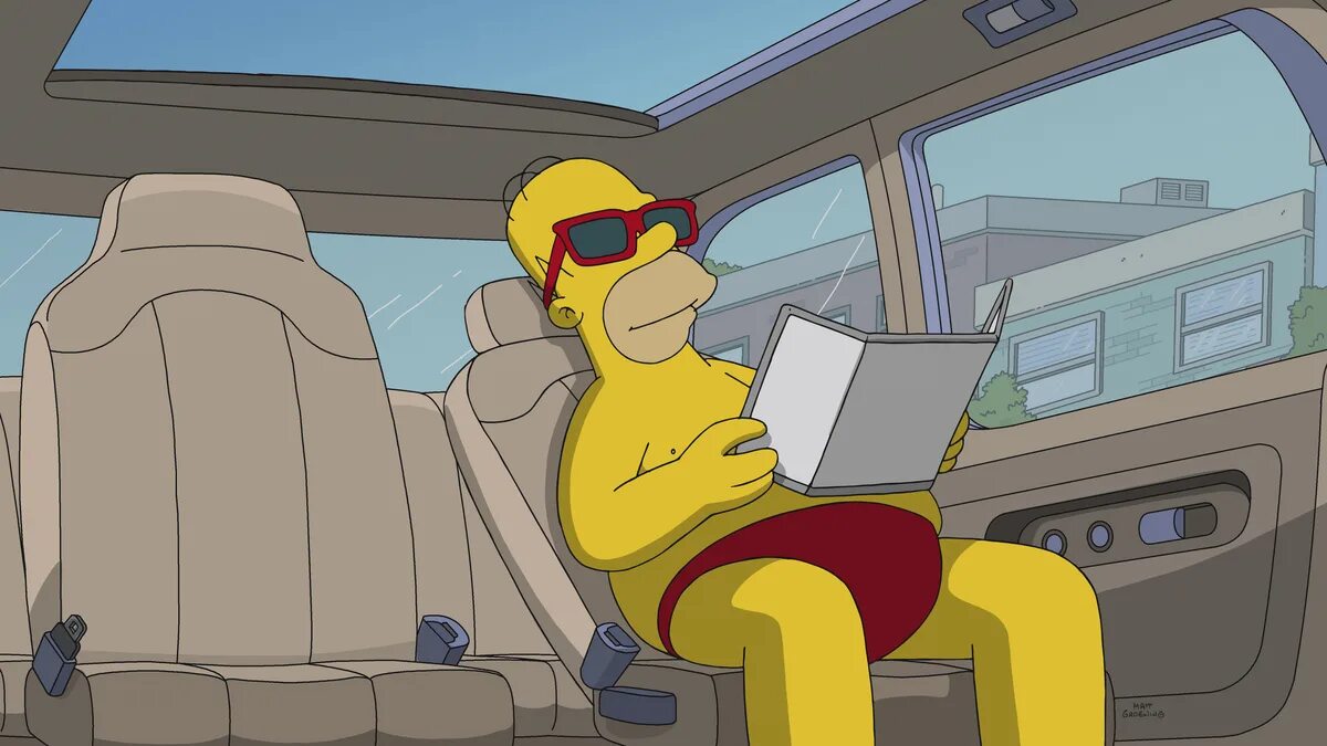 He can t drive. Гомер и барт. Барт симпсон на машине. Гомер и барт в машине.