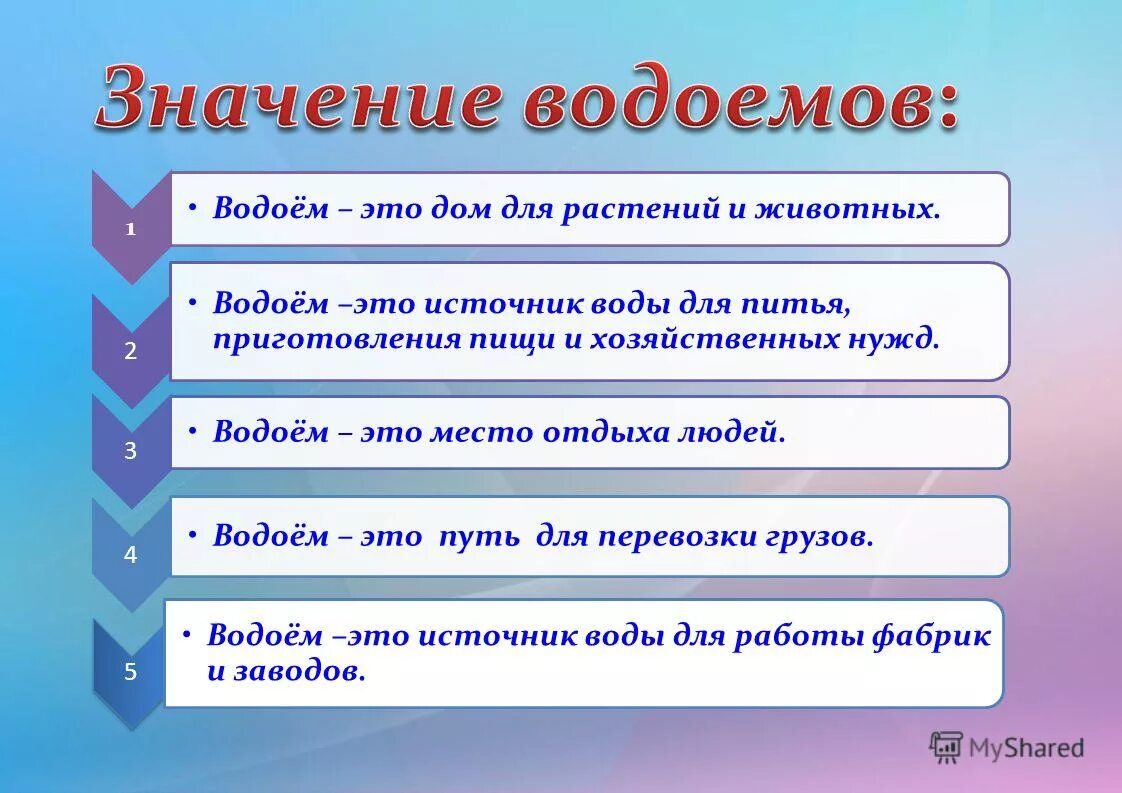 Значение водоема в природе