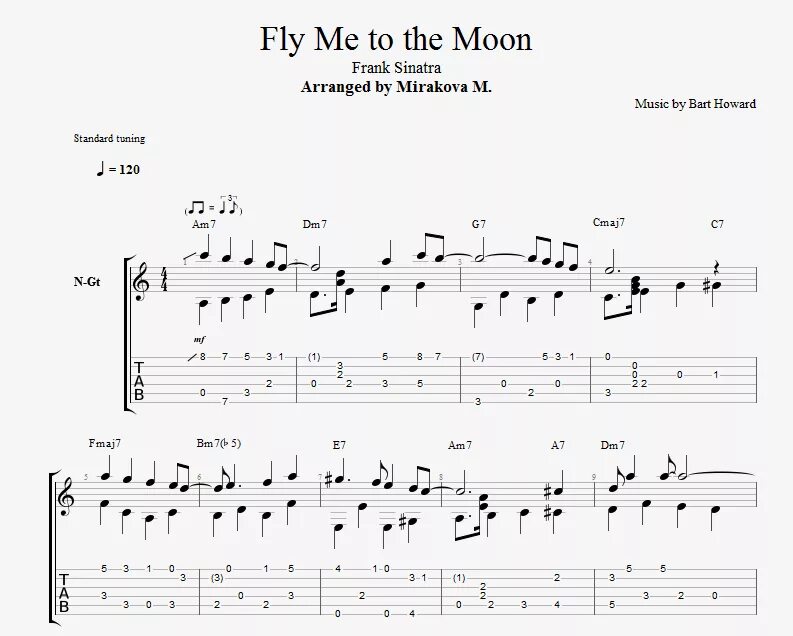 To the moon песня на русском. Fly me to the Moon табы для гитары. Fly me to the Moon табы. Fly me to the Moon Ноты для гитары. Fly me to the Moon Ноты.