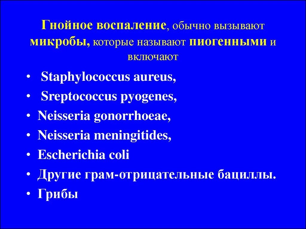 Гнойное воспаление мягких. Бактерии вызывающие гнойные заболевания. Микроорганизм вызывающий гнойно воспалительные заболевания. Какой микроб чаще всего вызывает гнойно-воспалительные заболевания. Какие микроорганизмы вызывают гнойное воспаление.