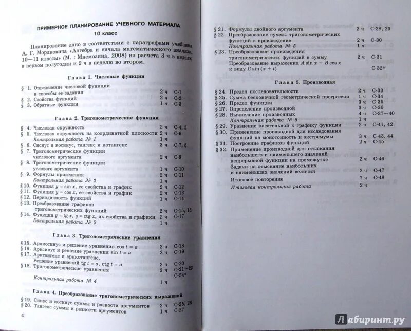 Контрольная работа начала математического анализа