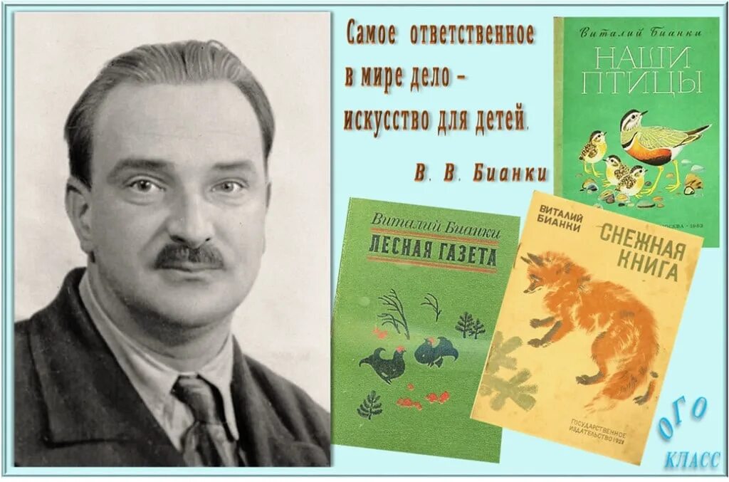 Бьянкипортрет писателя. Портреты детских писателей Бианки. Школа детских писателей