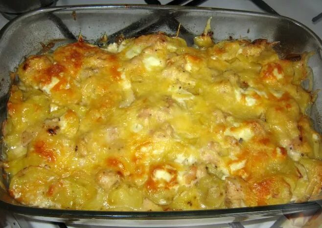 картошка с филе в духовке со сметаной