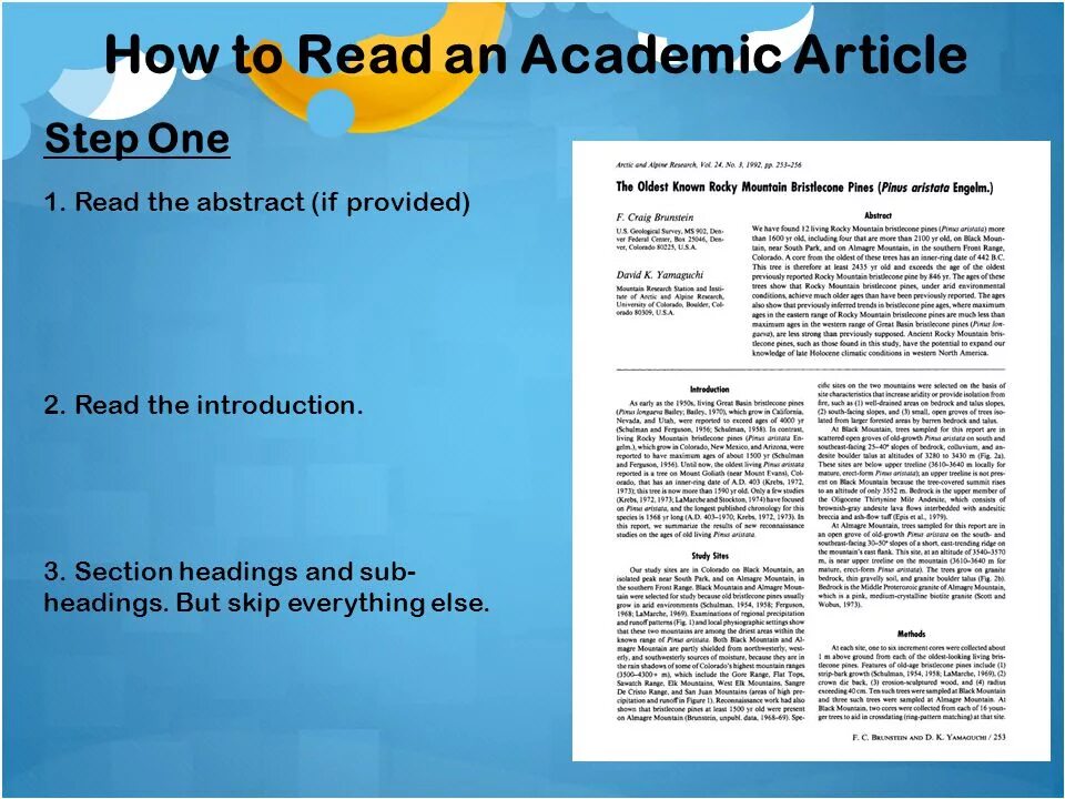 Read the article. Academic article. How to read article the. Academic Journal article.