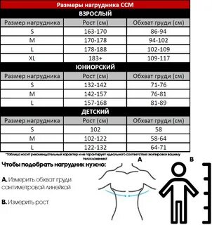 Нагрудник размерная сетка
