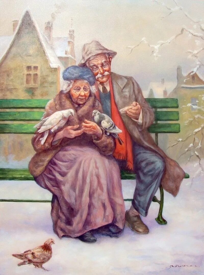 Жилье старика и старухи. Пожилые люди иллюстрация. Старики живопись. Бабушка и дедушка. Пожилые люди в живописи.