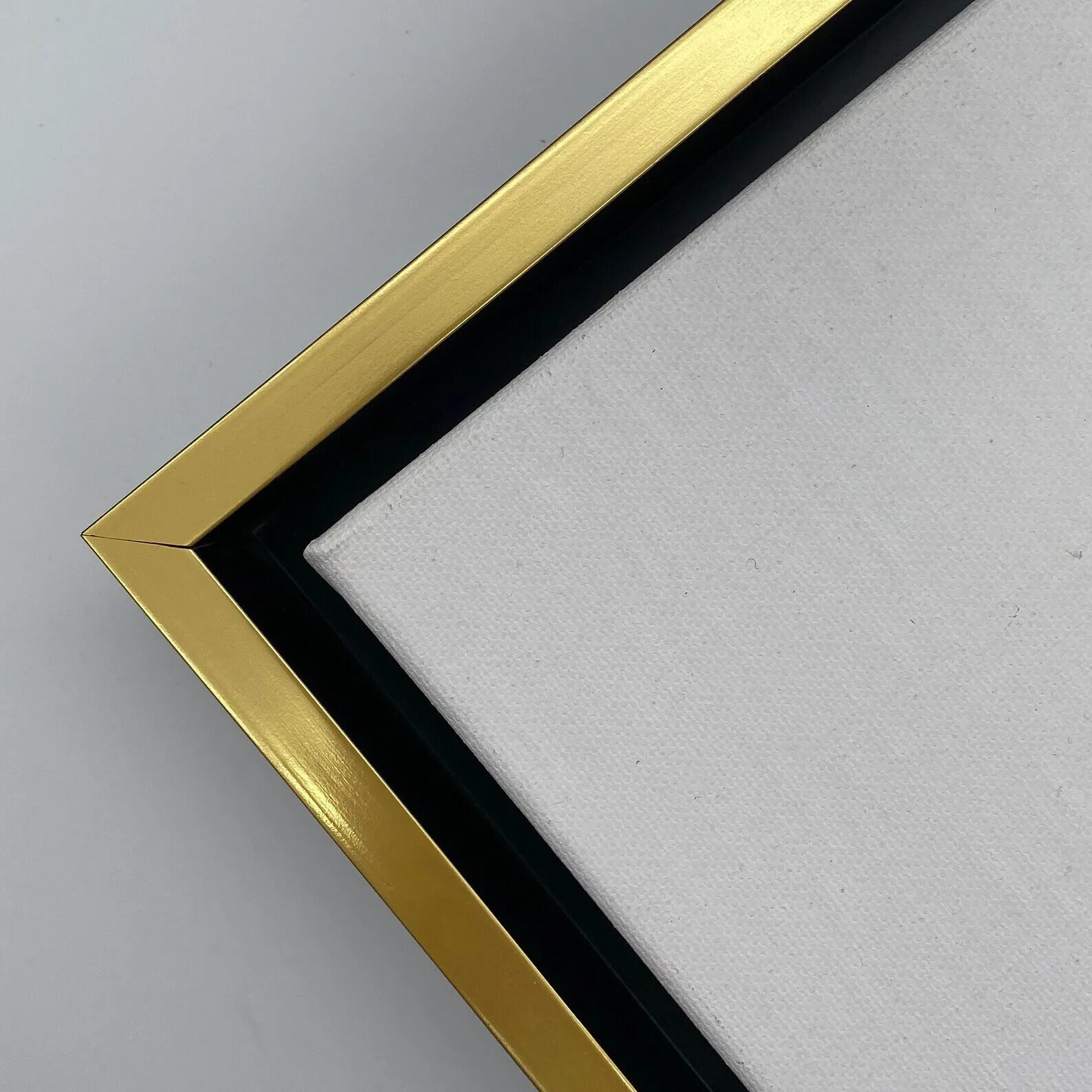 Floating frame. Black floating frame. closeup float frame for canvas. float frame.