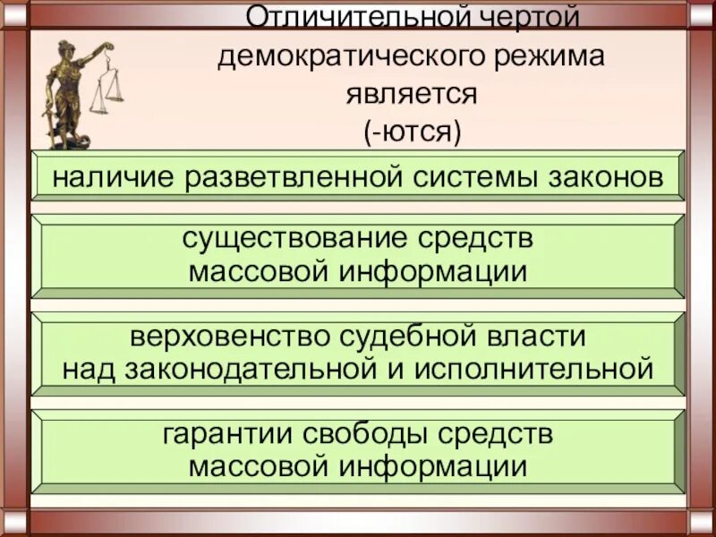 Отличительной чертой демократического режима является. Отличительные черты демократического режима. Характерной чертой демократического режима является. Черты демократического политического режима.