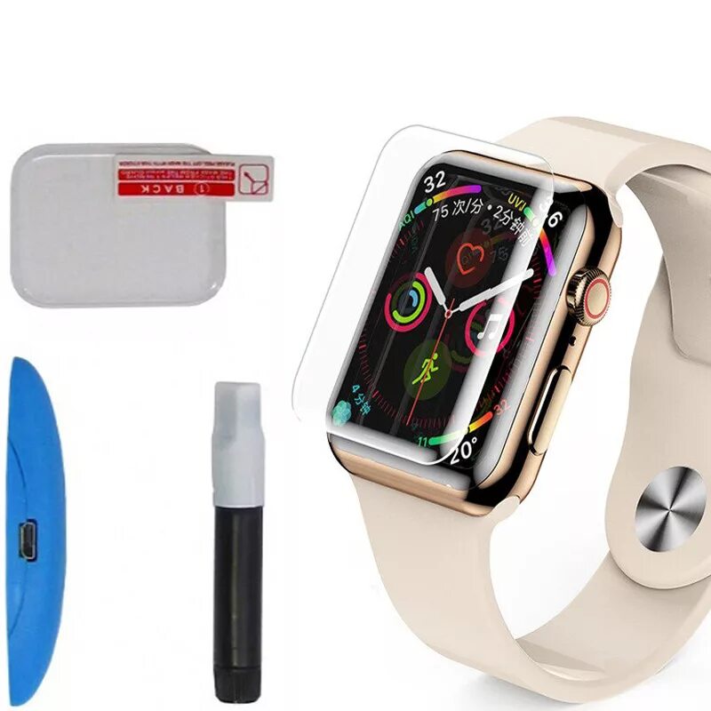 Стекло apple watch 44. Защитное стекло для Apple watch 44mm. Защитное стекло для Apple watch 44 мм. Стекло на эпл вотч 44мм. Защитное стекло UV для Apple watch.