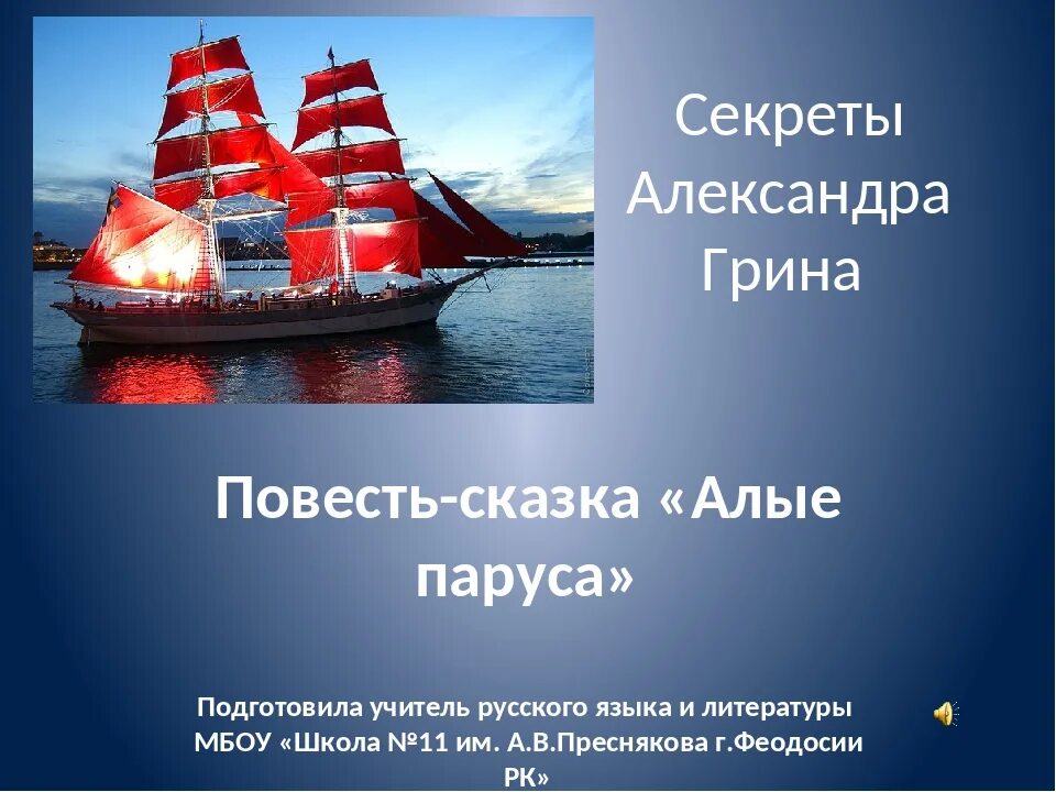 Тест по алым парусам 6 класс литература. А. Грин "Алые паруса". Алые паруса главные герои. Алые паруса краткое содержание.