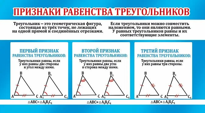 3 признака равенства треугольников 7 класс геометрия