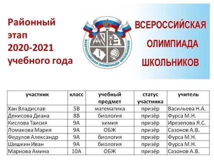 Призер районной олимпиады