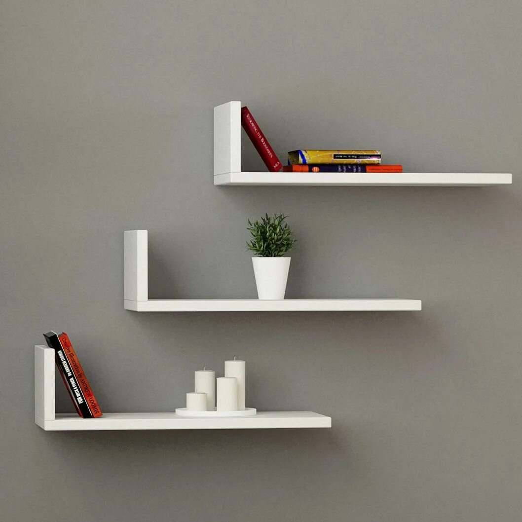 Полка "Wall Shelf-s (bas WL-001)" белая. Полка WL-002 «Wall Shelf – m». Дизайнерские полки. Полки для книг. Полка купить волгоград