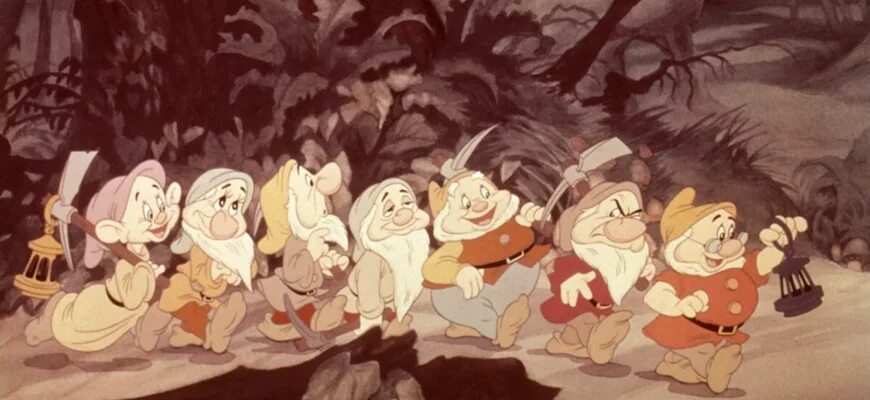 Ответ диснея. Белоснежка и семь гномов 1937. Гномы Дисней. Snow White Heigh ho.