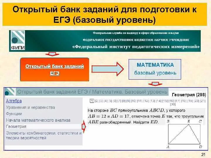 Банк заданий базового уровня