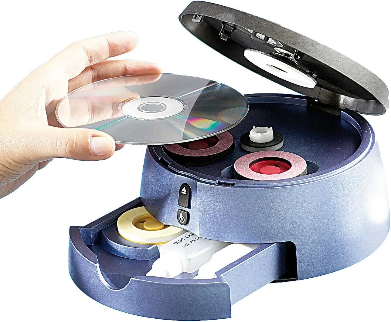 Q-Sonic CD/DVD/Blu-ray Reparatur-Set Pro III. Полировочная машинка для дисков Blu ray. Двд диск ЕВРОЗВУК 3. Машинка для полировки дисков CD DVD.
