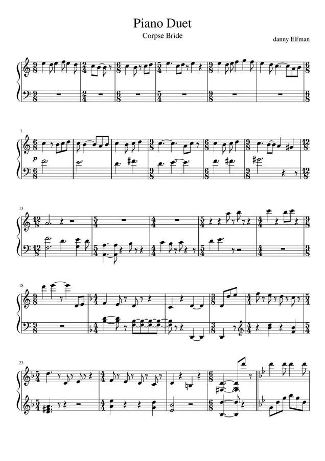 Piano duet notes. Труп невесты ноты для фортепиано. piano duet труп невесты ноты. the corpse bride ноты. пиано дуэт corpse bride.
