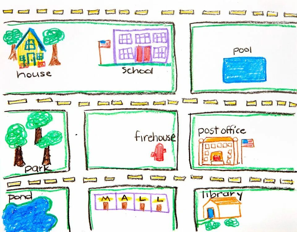 Class map. Карта для изучения City places для детей. План города на английском языке. Нарисовать план города по английскому языку. Нарисовать карту по английскому.