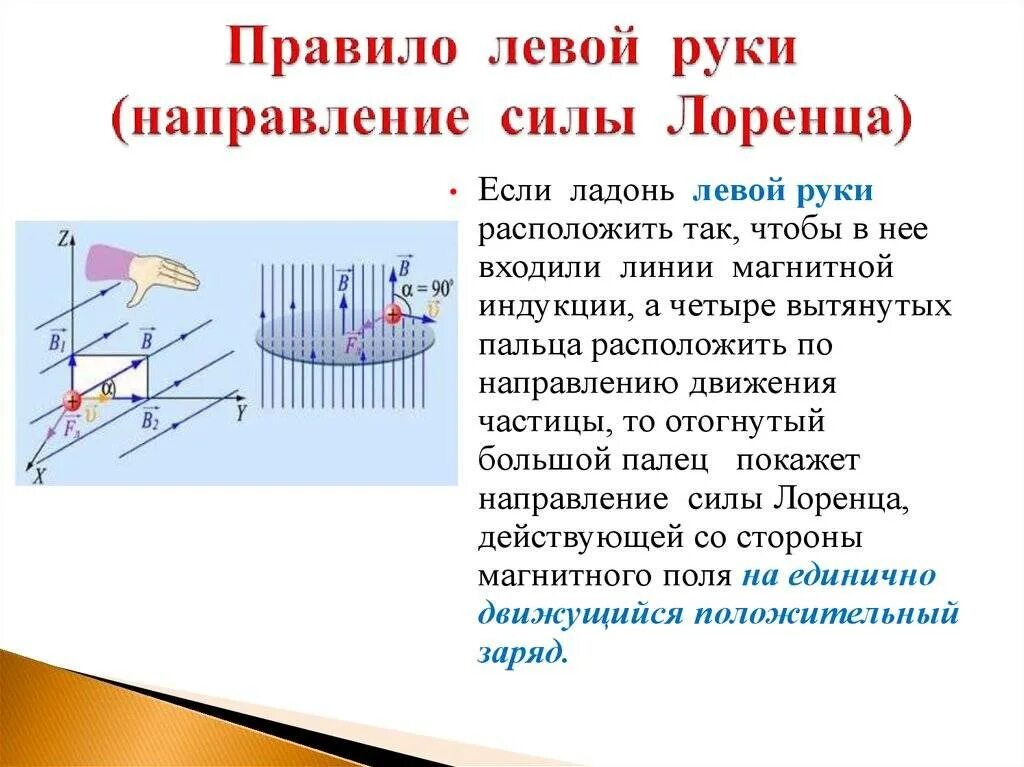 Правила левой руки Ленца. Формула Лоренца магнитное поле. Правило Ленца левая рука. Правило левой руки физика Ленца.