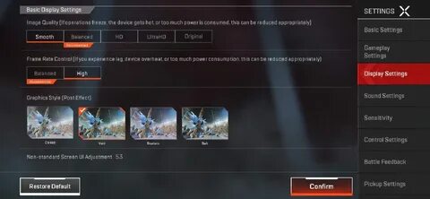 Apex настройки графики