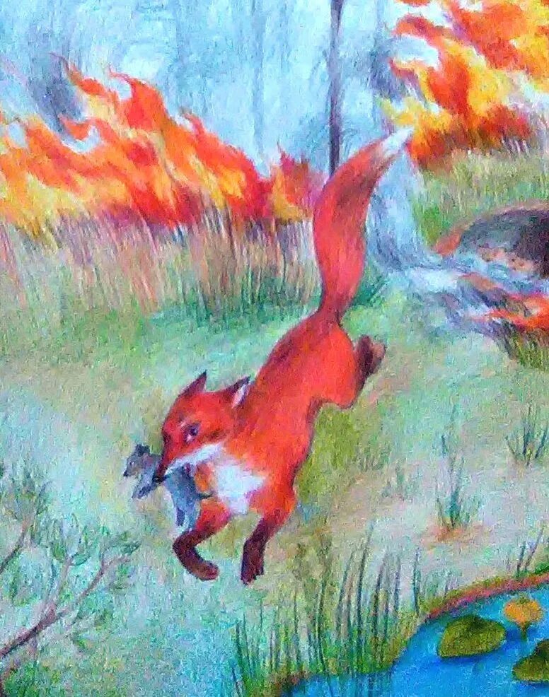 Лиса не играй с огнем. Лиса пожар. лиса в огне. пожар рисунок. лисята в пожаре.