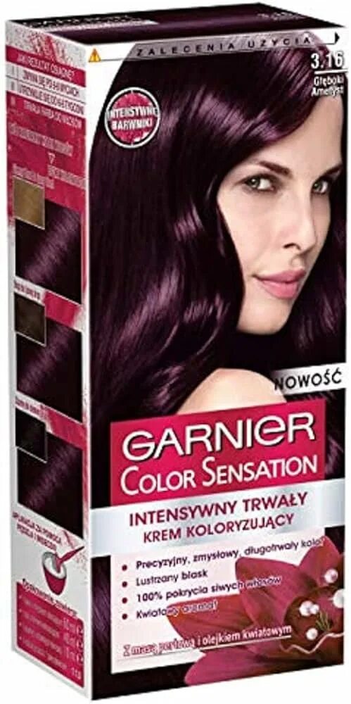 Garnier Color Sensation роскошный цвет 3.16 краска для волос аметист. Garnier краска 3.16. Краска гарньер сенсейшен палитра 3.16. Garnier аметист 3.16.