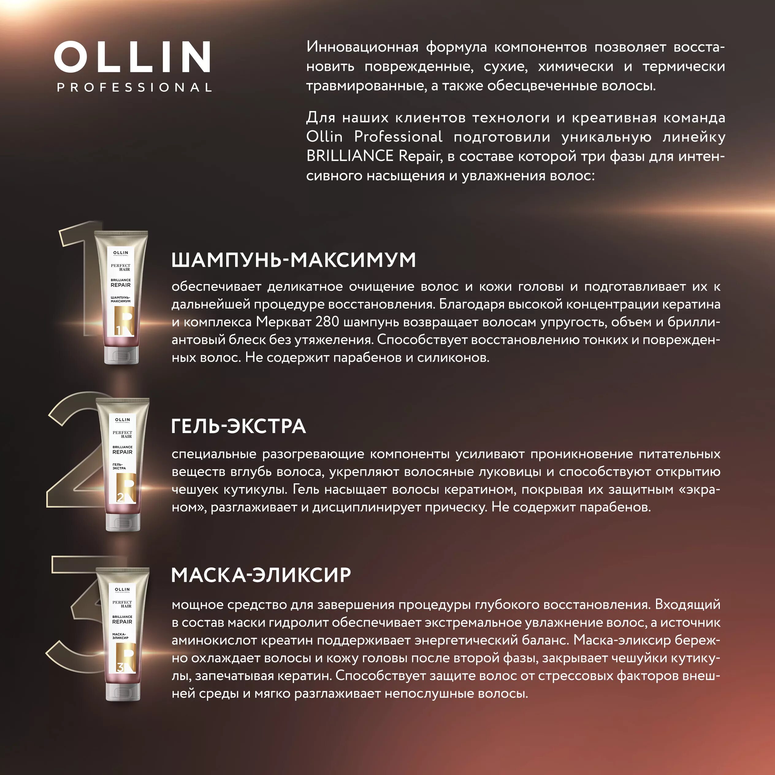 Оллин Brilliance Repair ламинирование волос. Система ламинирования волос Ollin professional. Brilliance Repair Ollin набор. Олин шампунь ламинирование волос. Ollin восстановление волос