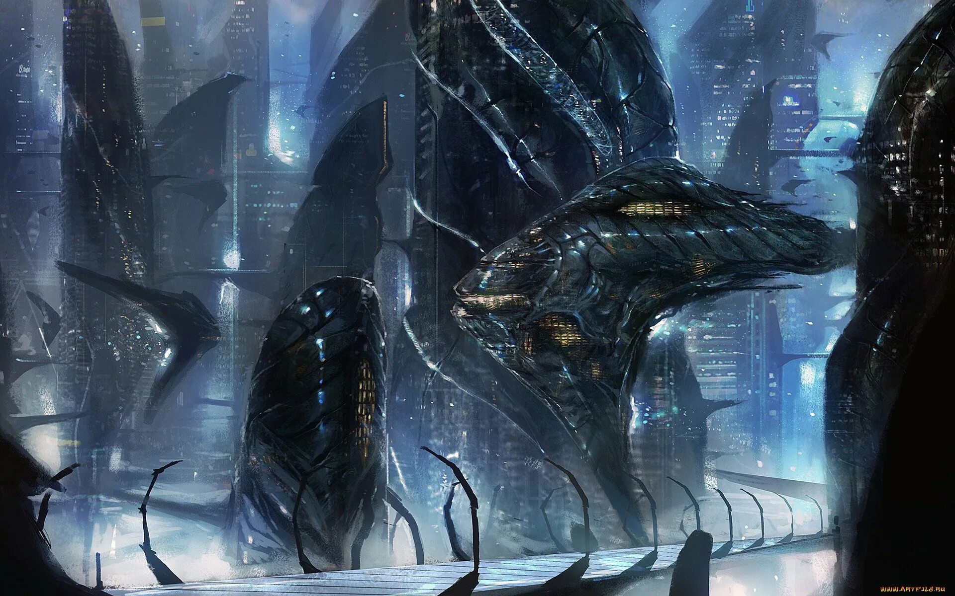 Космический город. Чужой город. Чужие города. Космический город в космосе. Футуристический пейзаж.