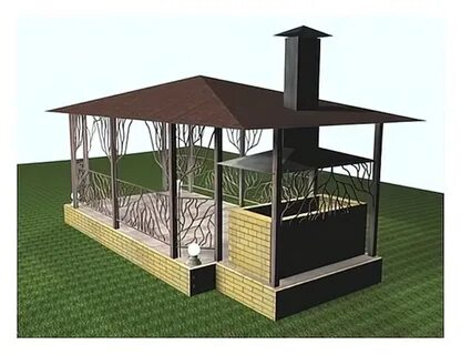 Металлическая мангальная беседка