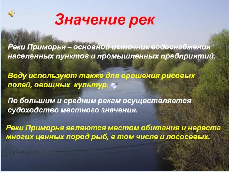 Река является источником воды. Значение рек. Значение рек в жизни человека. Приморские водоемы. Значение рек в природе.