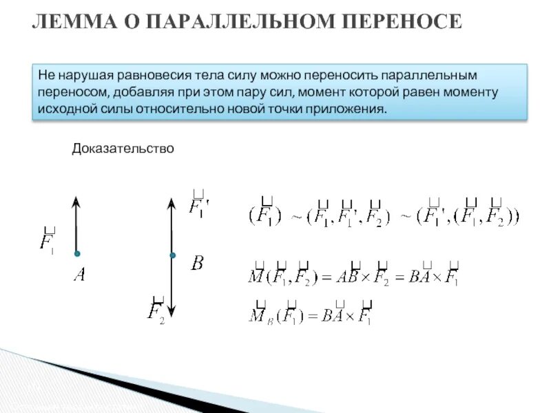 Лемма что это. Лемма о параллельном переносе силы. докажите лемму о параллельном переносе силы.. параллельный перенос теорема. теорема пуансо о параллельном переносе сил.